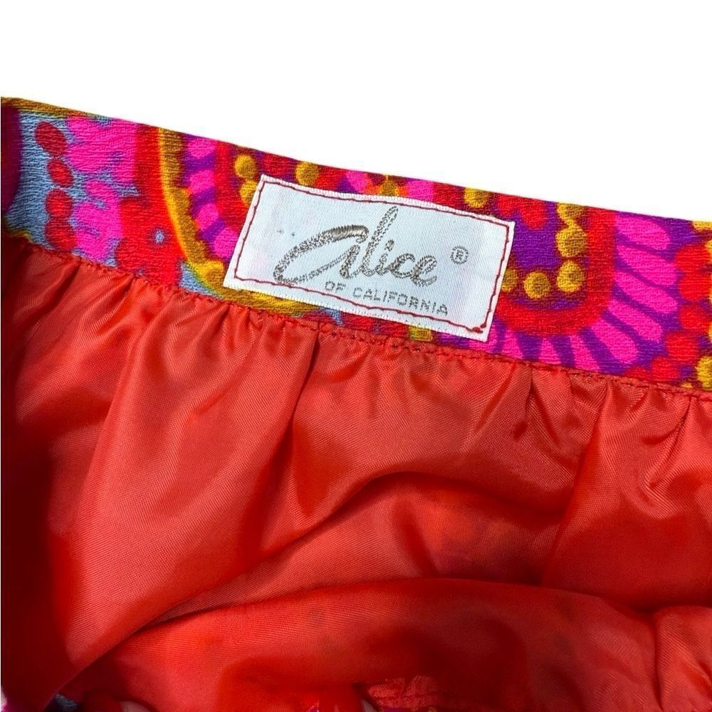 60s Vintage ALICE of California Cocktail Party MCM Floral Vivid skirt - Picture 3 of 7